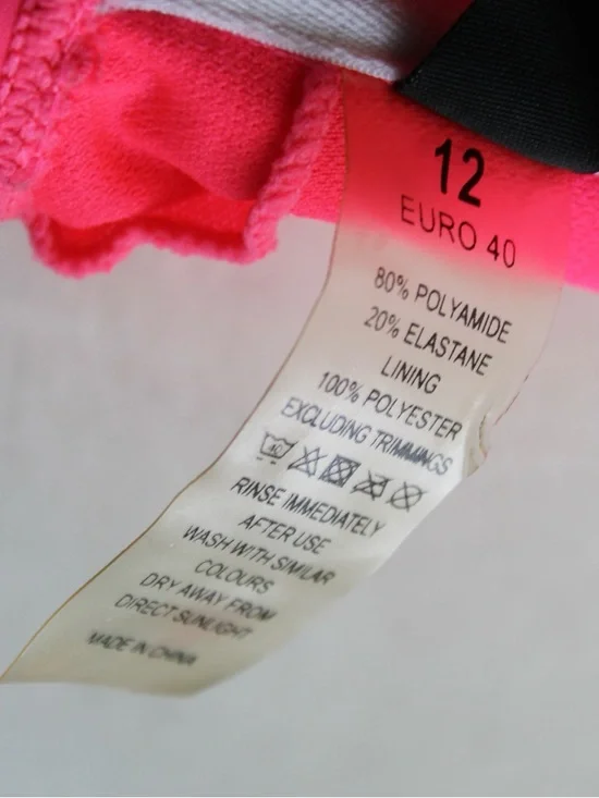 South Beach ASOS Neon Pink High-Neck Bikini Swim Top Size 40EU / 12UK / 8 US - Picture 5 of 5